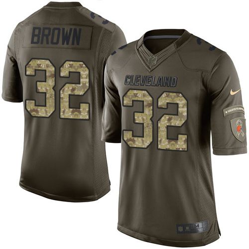  Browns #32 Jim Brown Green Men's Stitched NFL Limited Salute to Service Jersey