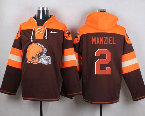  Browns #2 Johnny Manziel Brown Player Pullover NFL Hoodie