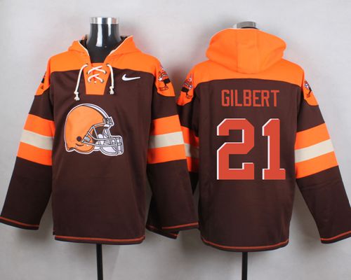  Browns #21 Justin Gilbert Brown Player Pullover NFL Hoodie