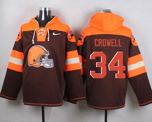  Browns #34 Isaiah Crowell Brown Player Pullover NFL Hoodie