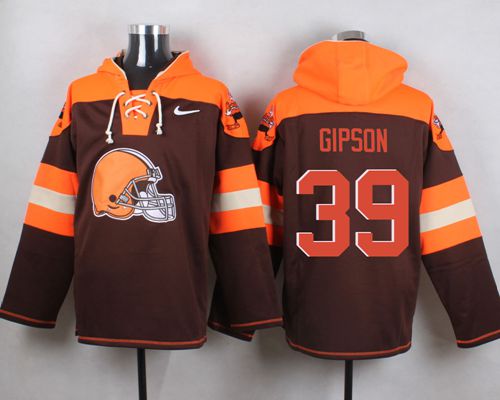  Browns #39 Tashaun Gipson Brown Player Pullover NFL Hoodie