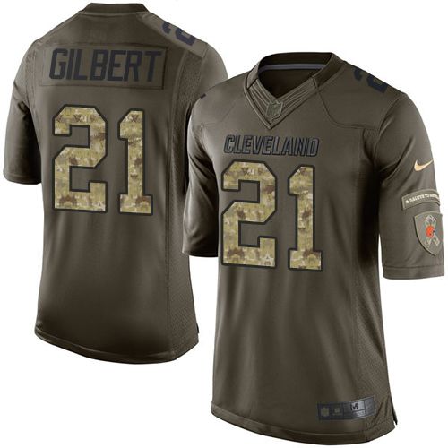  Browns #21 Justin Gilbert Green Men's Stitched NFL Limited Salute to Service Jersey