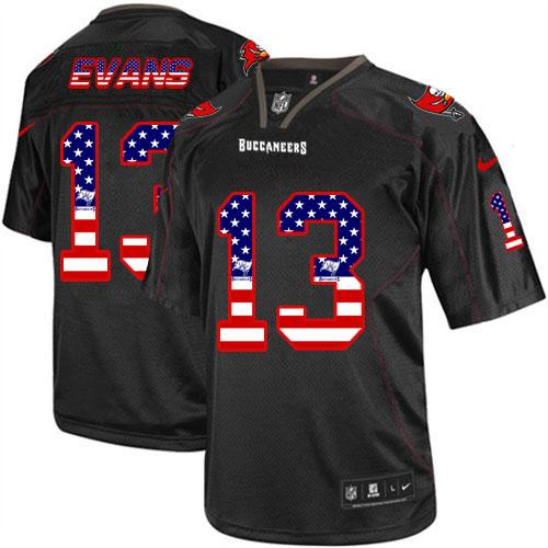  Buccaneers #13 Mike Evans Black Men's Stitched NFL Elite USA Flag Fashion Jersey