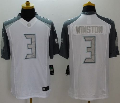  Buccaneers #3 Jameis Winston White Men's Stitched NFL Limited Platinum Jersey