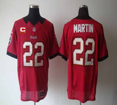  Buccaneers #22 Doug Martin Red Team Color With C Patch Men's Stitched NFL Elite Jersey