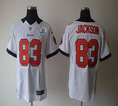  Buccaneers #83 Vincent Jackson White With Hall of Fame 50th Patch Men's Stitched NFL Elite Jersey