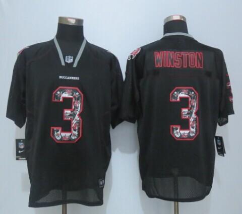  Buccaneers #3 Jameis Winston New Lights Out Black Men's Stitched NFL Elite Jersey