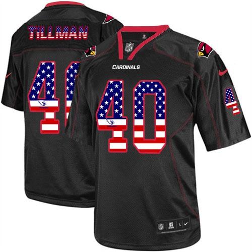  Cardinals #40 Pat Tillman Black Men's Stitched NFL Elite USA Flag Fashion Jersey