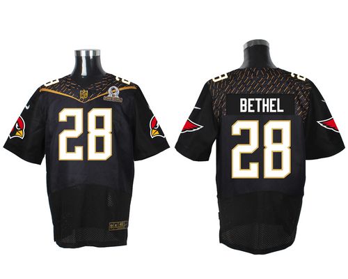  Cardinals #28 Justin Bethel Black 2016 Pro Bowl Men's Stitched NFL Elite Jersey