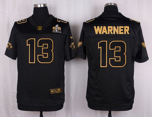  Cardinals #13 Kurt Warner Black Pro Line Gold Collection Men's Stitched NFL Elite Jersey