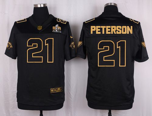  Cardinals #21 Patrick Peterson Black Pro Line Gold Collection Men's Stitched NFL Elite Jersey