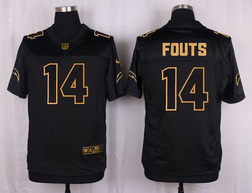  Chargers #14 Dan Fouts Black Men's Stitched NFL Elite Pro Line Gold Collection Jersey