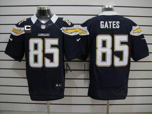  Chargers #85 Antonio Gates Navy Blue Team Color With C Patch Men's Stitched NFL Elite Jersey