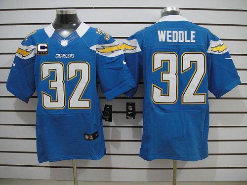 Chargers #32 Eric Weddle Electric Blue Alternate With C Patch Men's Stitched NFL Elite Jersey