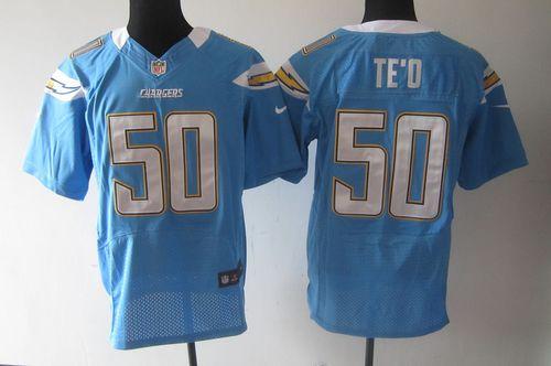  Chargers #50 Manti Te'o Electric Blue Alternate Men's Stitched NFL Elite Jersey