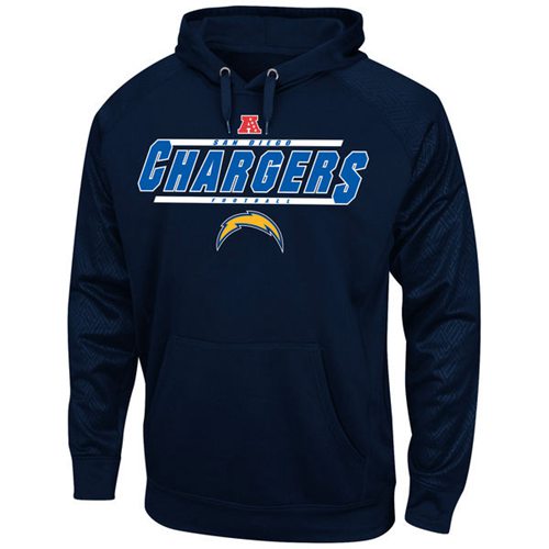 San Diego Chargers Majestic Synthetic Hoodie Sweatshirt Navy Blue