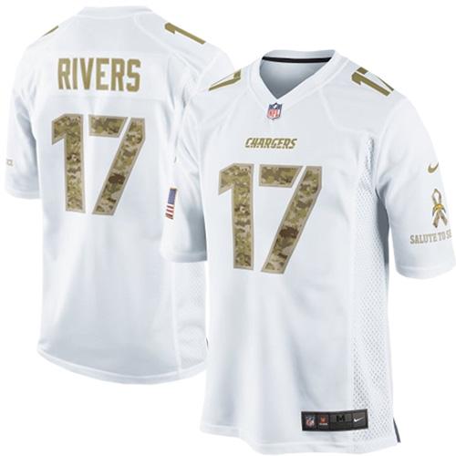  Chargers #17 Philip Rivers White Men's Stitched NFL Limited Salute to Service Jersey