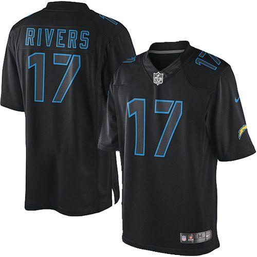  Chargers #17 Philip Rivers Black Men's Stitched NFL Impact Limited Jersey