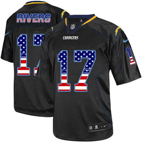  Chargers #17 Philip Rivers Black Men's Stitched NFL Elite USA Flag Fashion Jersey