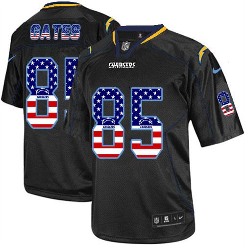  Chargers #85 Antonio Gates Black Men's Stitched NFL Elite USA Flag Fashion Jersey