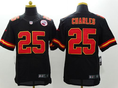  Chiefs #25 Jamaal Charles Black Alternate Men's Stitched NFL Elite Jersey