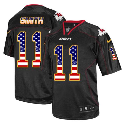 Chiefs #11 Alex Smith Black Men's Stitched NFL Elite USA Flag Fashion Jersey