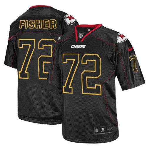  Chiefs #72 Eric Fisher Lights Out Black Men's Stitched NFL Elite Jersey
