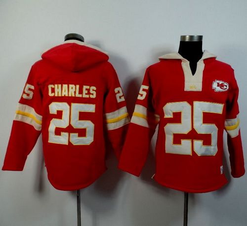 Kansas City Chiefs #25 Jamaal Charles Red Player Winning Method Pullover NFL Hoodie