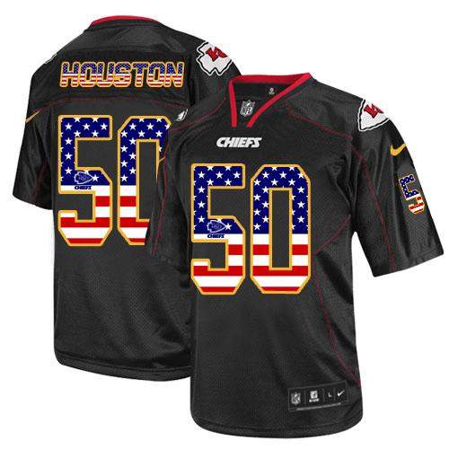  Chiefs #50 Justin Houston Black Men's Stitched NFL Elite USA Flag Fashion Jersey