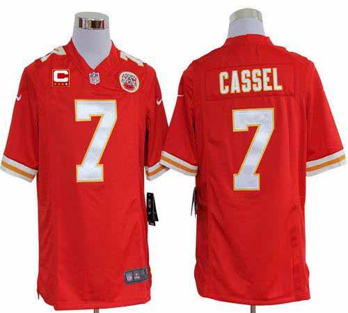  Chiefs #7 Matt Cassel Red Team Color With C Patch Men's Stitched NFL Game Jersey