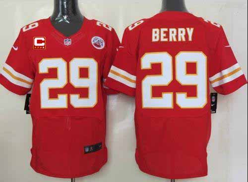  Chiefs #29 Eric Berry Red Team Color With C Patch Men's Stitched NFL Elite Jersey