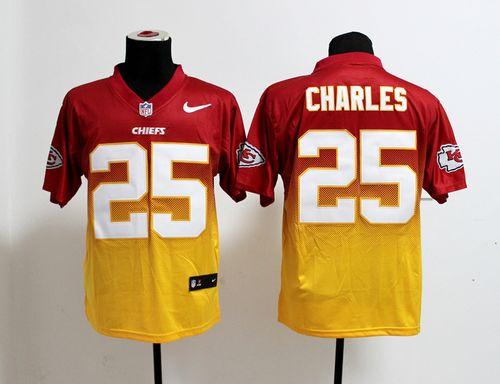  Chiefs #25 Jamaal Charles Red/Gold Men's Stitched NFL Elite Fadeaway Fashion Jersey