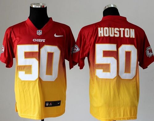  Chiefs #50 Justin Houston Red/Gold Men's Stitched NFL Elite Fadeaway Fashion Jersey