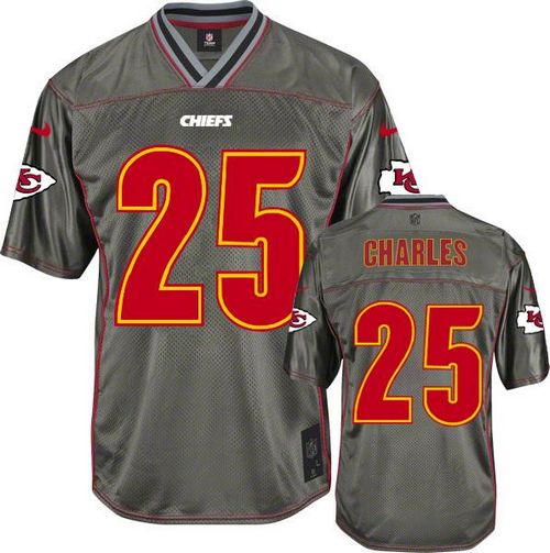  Chiefs #25 Jamaal Charles Grey Men's Stitched NFL Elite Vapor Jersey