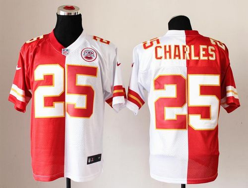  Chiefs #25 Jamaal Charles Red/White Men's Stitched NFL Elite Split Jersey