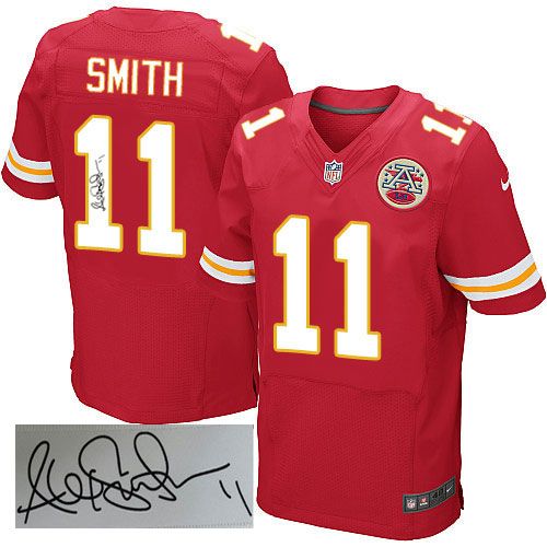  Chiefs #11 Alex Smith Red Team Color Men's Stitched NFL Elite Autographed Jersey