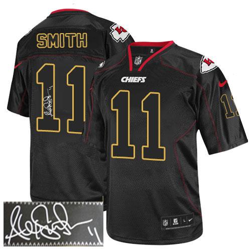  Chiefs #11 Alex Smith Lights Out Black Men's Stitched NFL Elite Autographed Jersey