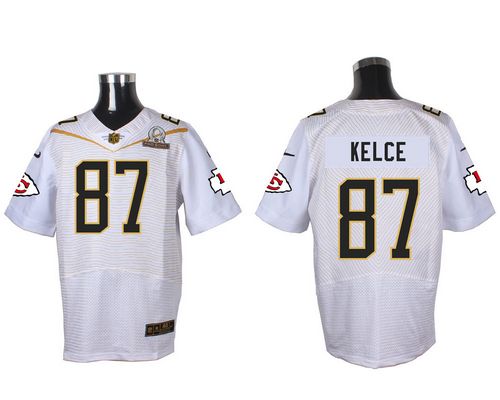  Chiefs #87 Travis Kelce White 2016 Pro Bowl Men's Stitched NFL Elite Jersey