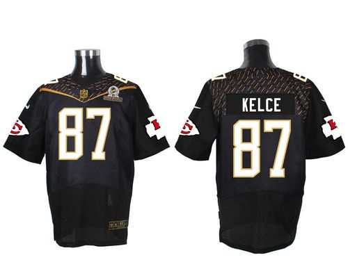  Chiefs #87 Travis Kelce Black 2016 Pro Bowl Men's Stitched NFL Elite Jersey