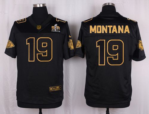  Chiefs #19 Joe Montana Black Men's Stitched NFL Elite Pro Line Gold Collection Jersey