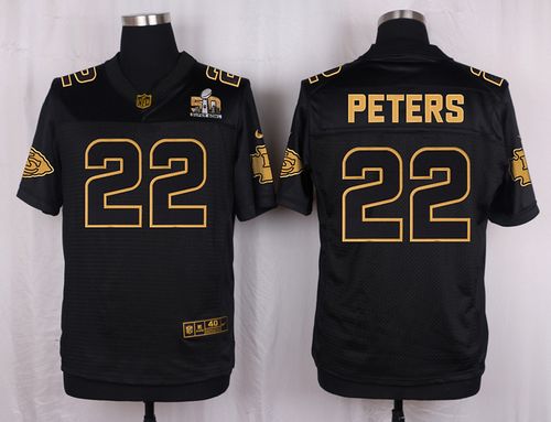  Chiefs #22 Marcus Peters Black Men's Stitched NFL Elite Pro Line Gold Collection Jersey