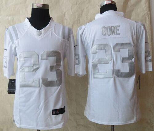  Colts #23 Frank Gore White Men's Stitched NFL Limited Platinum Jersey