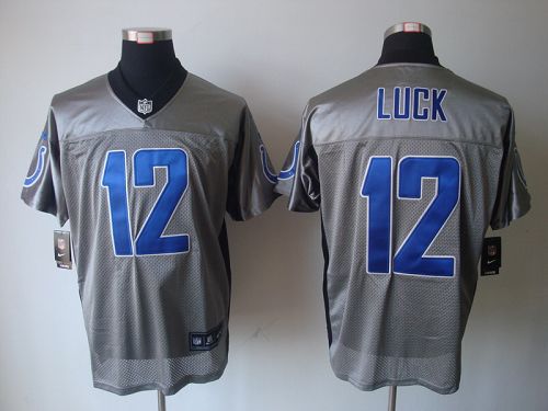  Colts #12 Andrew Luck Grey Shadow Men's Stitched NFL Elite Jersey