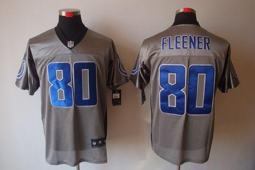  Colts #80 Coby Fleener Grey Shadow Men's Stitched NFL Elite Jersey