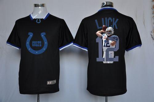  Colts #12 Andrew Luck Black Men's NFL Game All Star Fashion Jersey