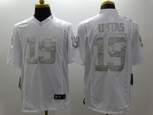  Colts #19 Johnny Unitas White Men's Stitched NFL Limited Platinum Jersey
