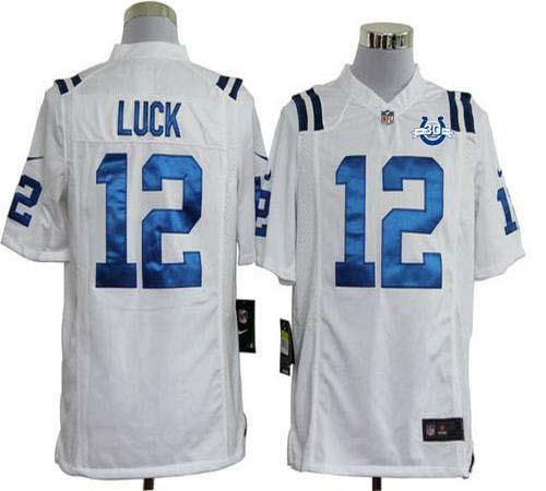  Colts #12 Andrew Luck White With 30TH Seasons Patch Men's Stitched NFL Game Jersey