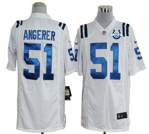  Colts #51 Pat Angerer White With 30TH Seasons Patch Men's Stitched NFL Game Jersey