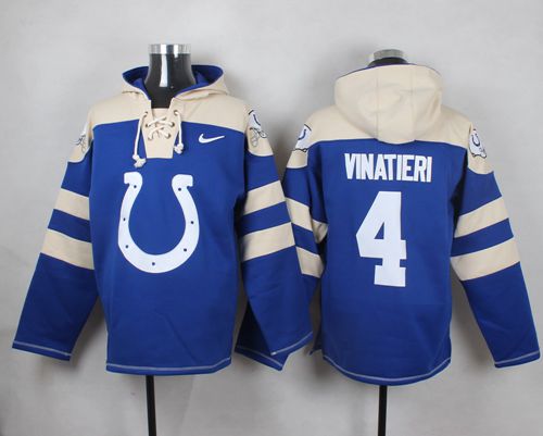  Colts #4 Adam Vinatieri Royal Blue Player Pullover NFL Hoodie