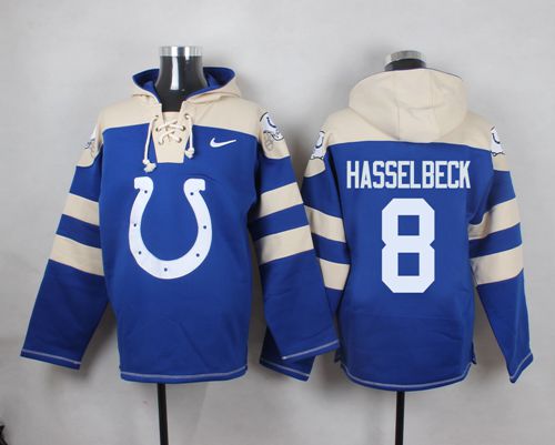  Colts #8 Matt Hasselbeck Royal Blue Player Pullover NFL Hoodie